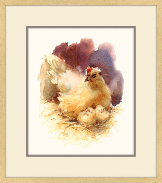 Watercolor Hens I