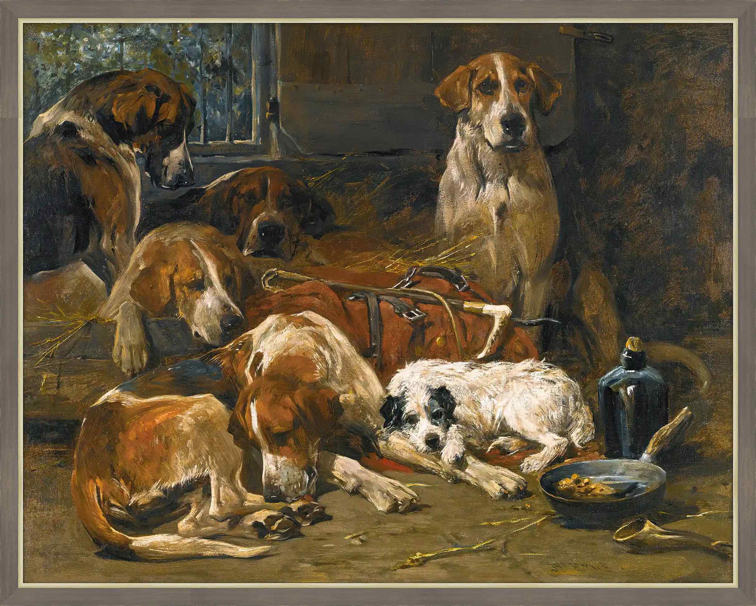New Forest Buckhounds And A Terrier After The Hunt