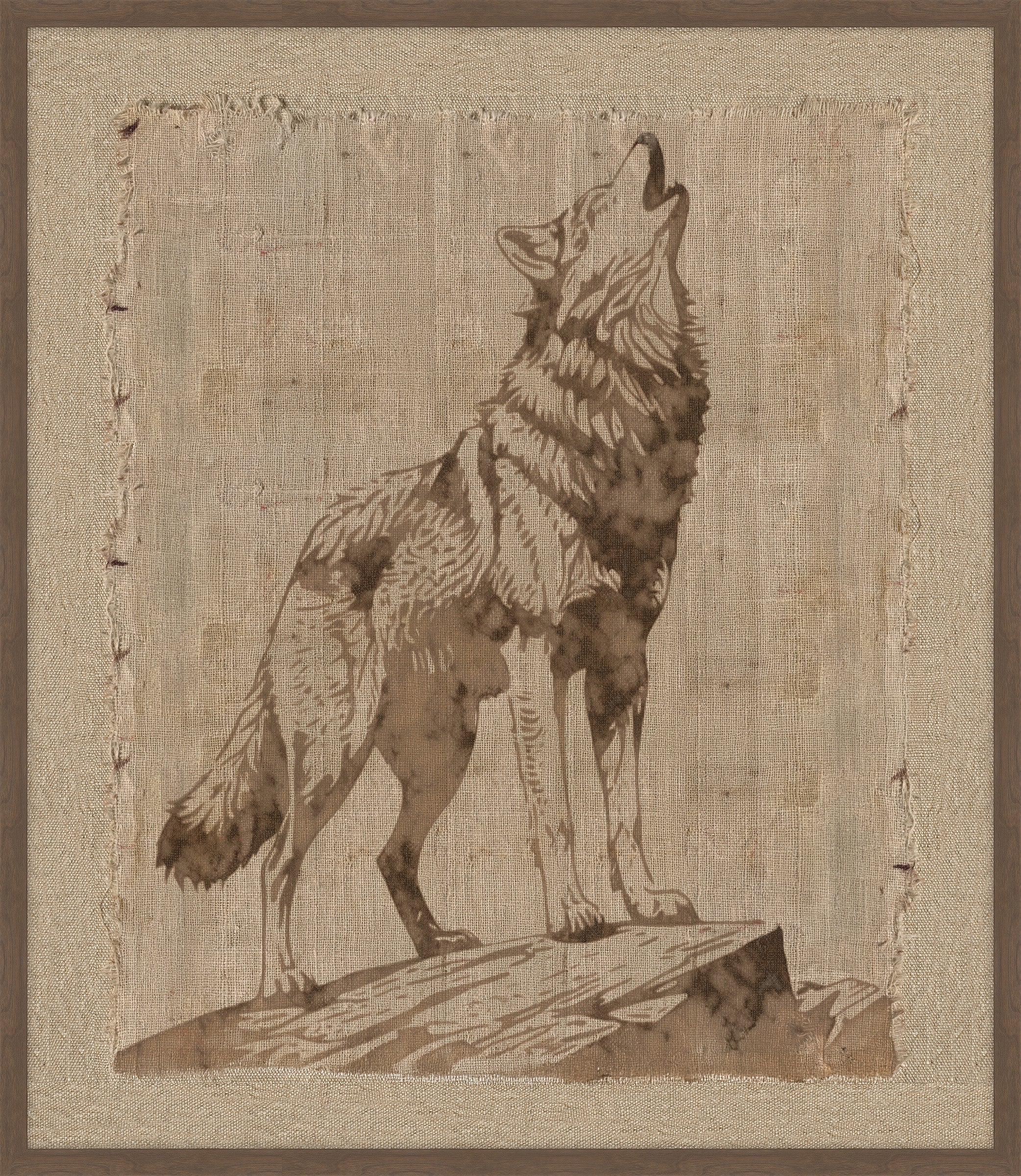 Wolf on Burlap