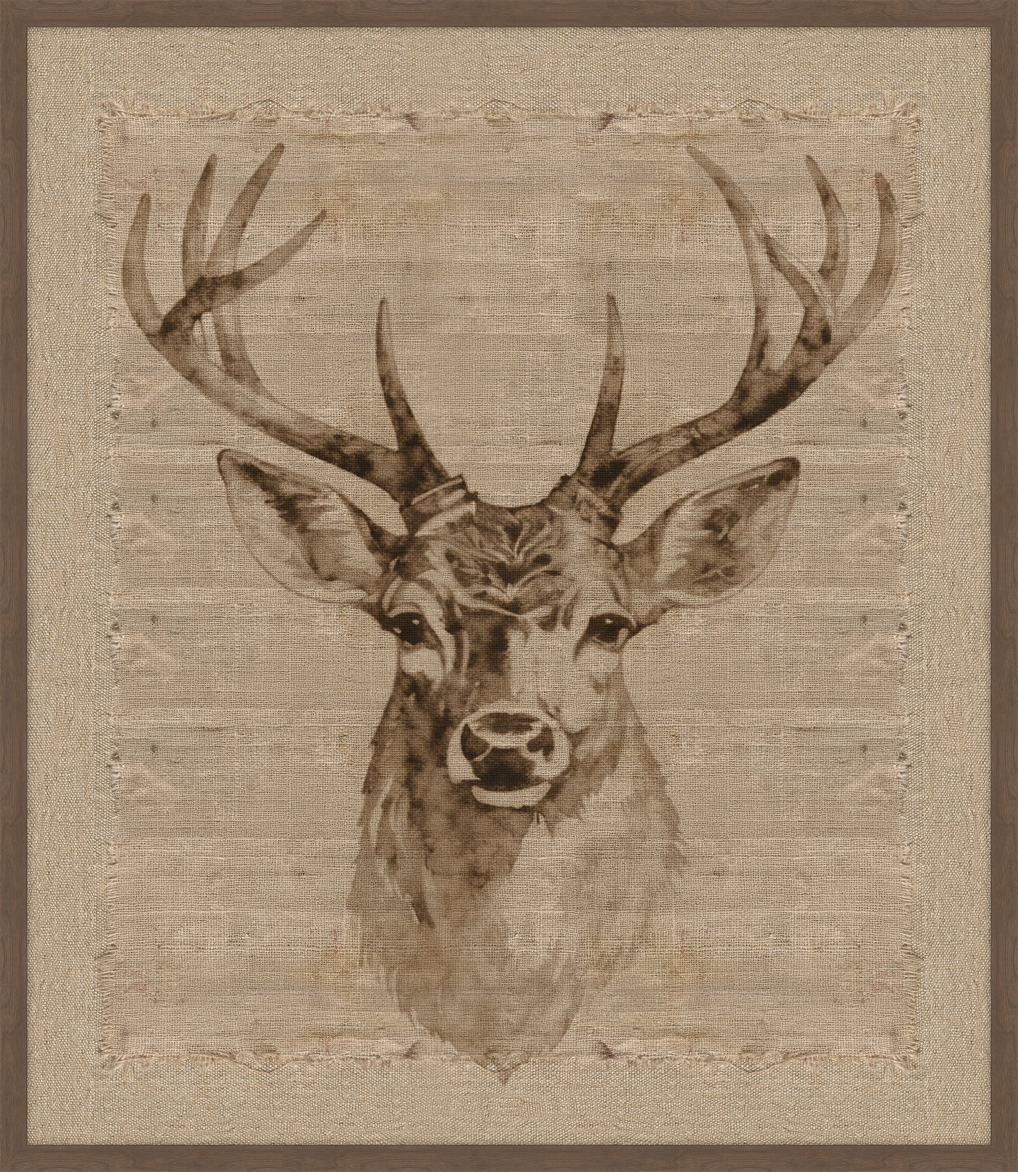 Deer Head I on Burlap