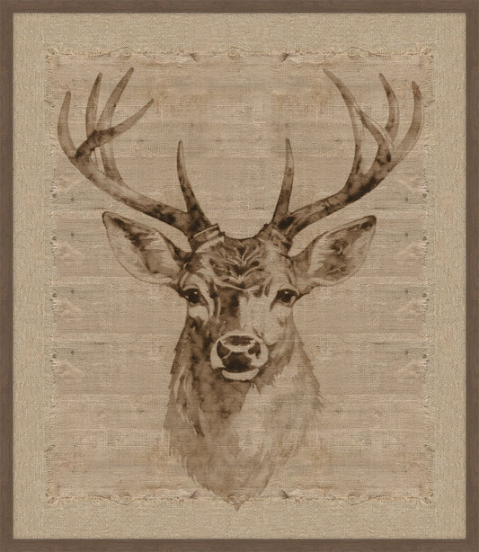 Deer Head I on Burlap