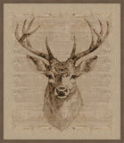 Deer Head I on Burlap