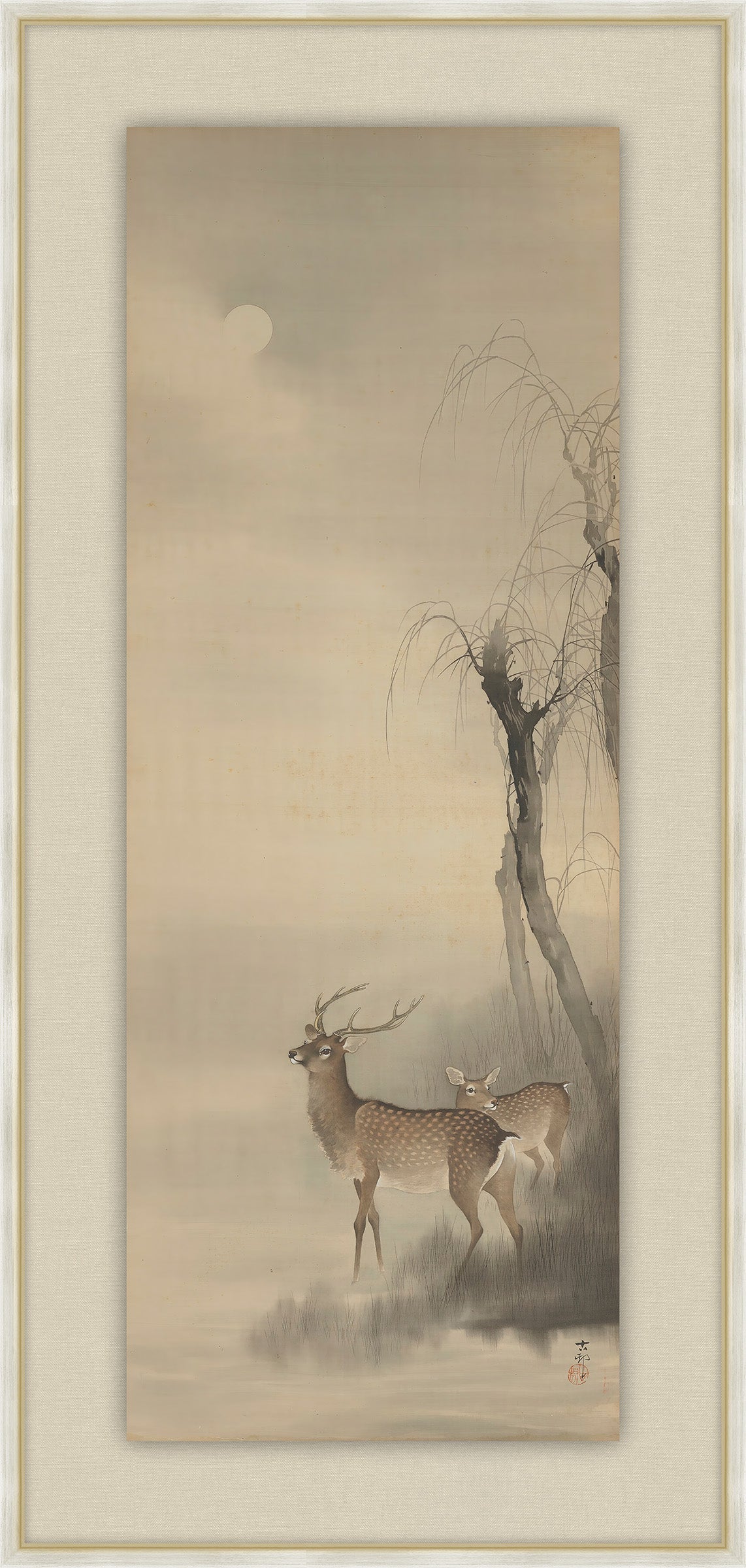 Deer Under the Moon, Ohara Koson, 1877