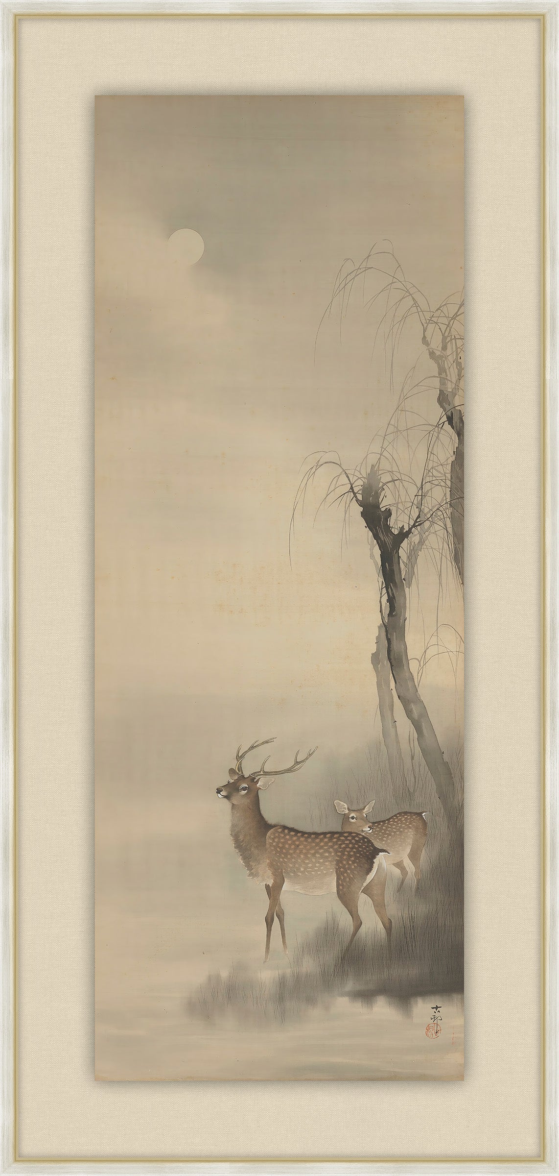 Deer Under the Moon, Ohara Koson, 1877