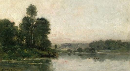 The Hillsides of Mery-sur-Oise, Opposite Auvers, 1873 - Charles Francois Daubigny Boxed Canvas