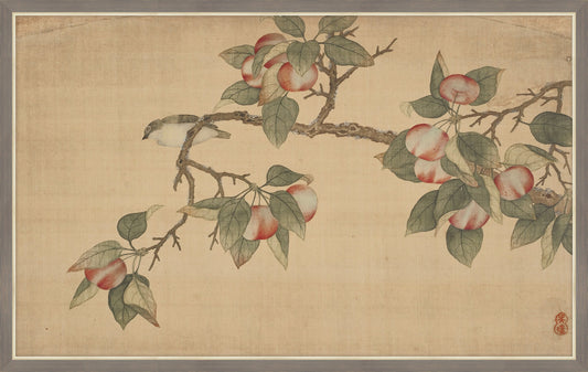 Birds and Fruit on Printed Silk I, Wu Zhang, 1671