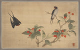 Birds and Fruit on Printed Silk II, Wu Zhang, 1671