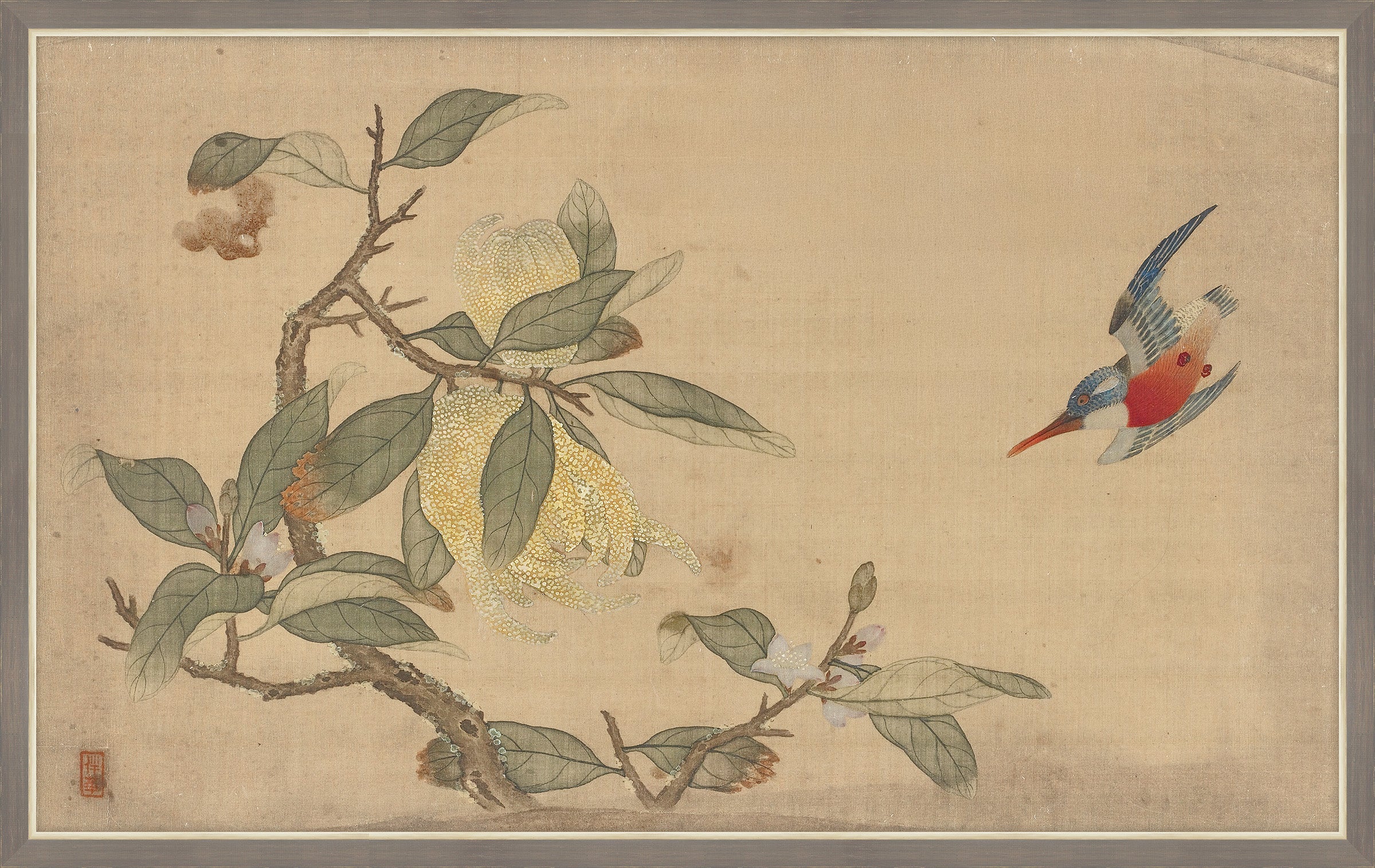 Birds and Fruit on Printed Silk IV, Wu Zhang, 1671