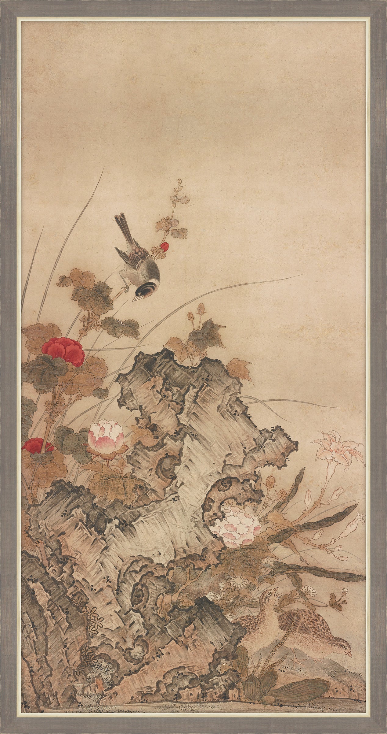 Pretty Birds with Red & White Flower II