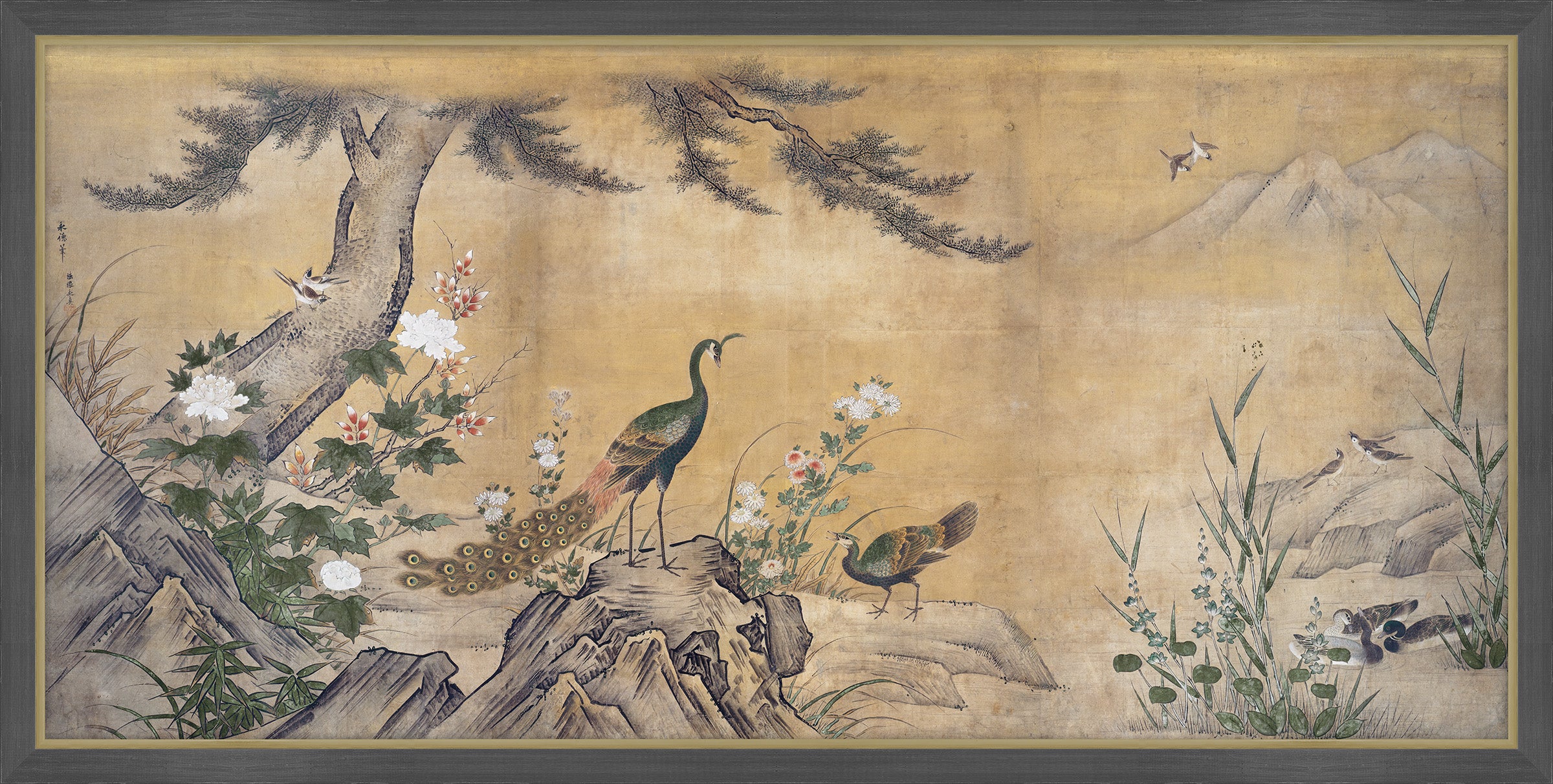 Silk screen of Birds and Flowers II