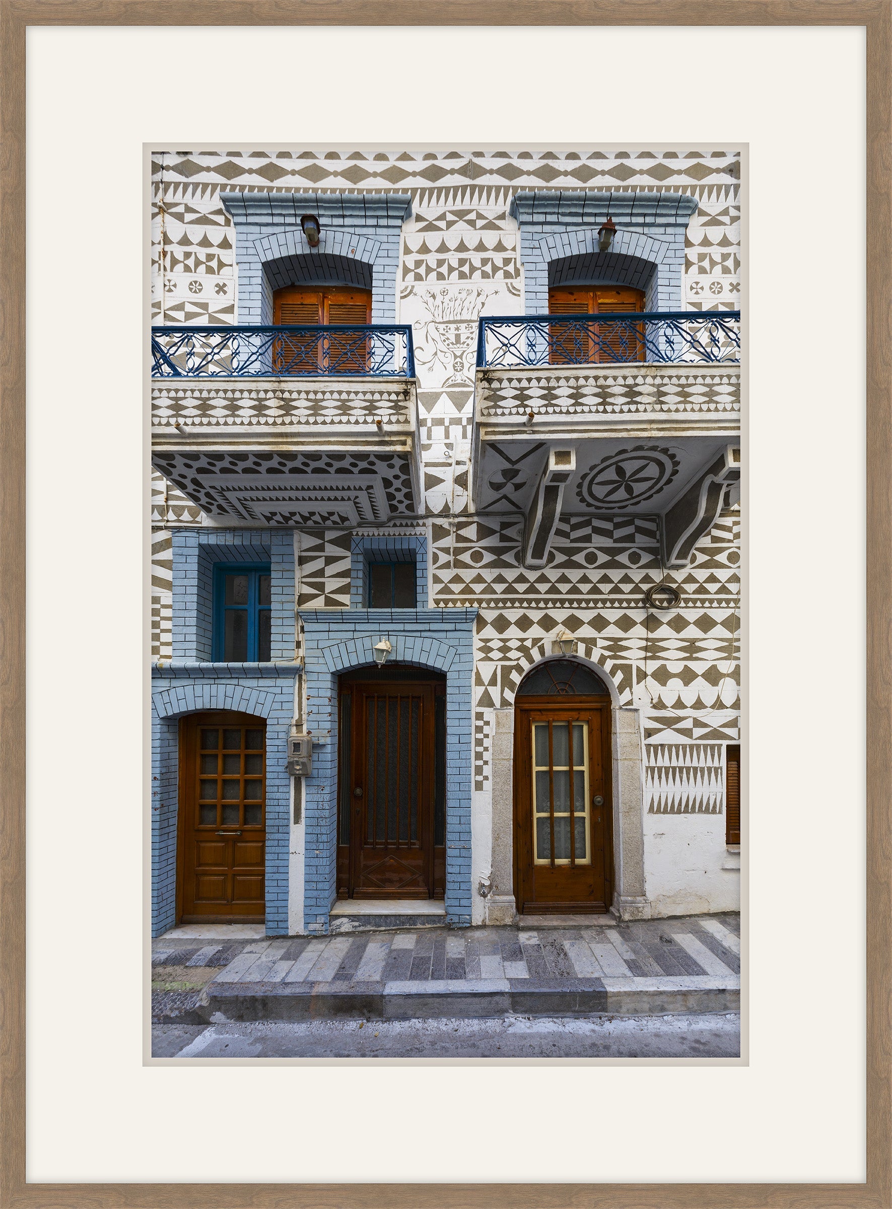 Traditional Facades Pyrgi Village in South Chios Island