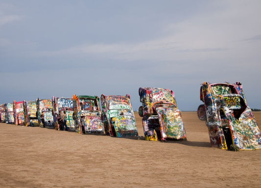 Cadillac Car Art, Route 66, Amarillo, TX Boxed Canvas