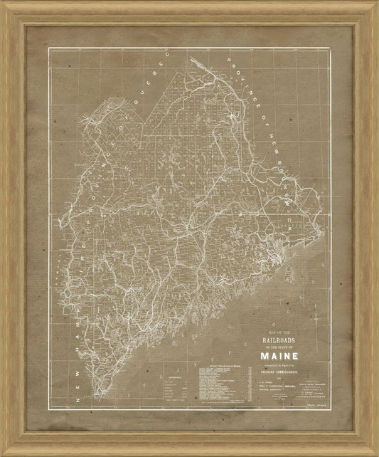 Map of Maine in Khaki Reverse