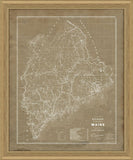 Map of Maine in Khaki Reverse
