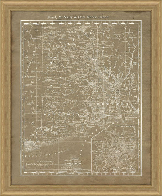 Map of Rhode Island in Khaki reverse