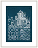 Estate Garden Plans I in Blue Twilight and White
