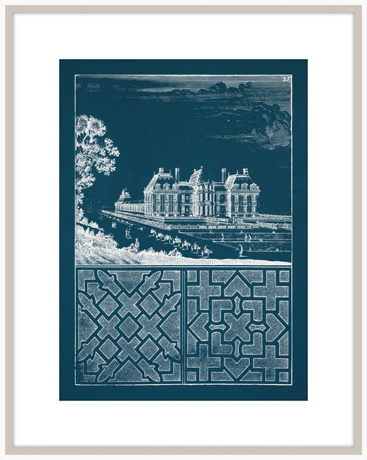 Estate Garden Plans II in Blue Twilight and White