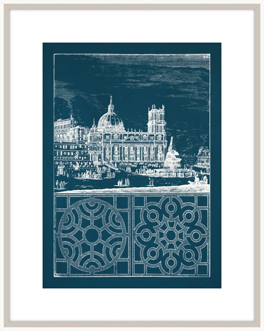 Estate Garden Plans III in Blue Twilight and White