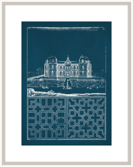 Estate Garden Plans V in Blue Twilight and White