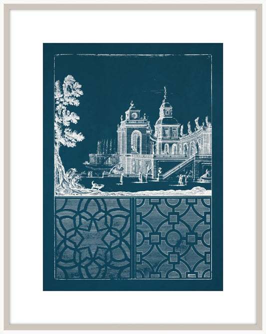 Estate Garden Plans VI in Blue Twilight and White