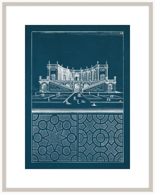 Estate Garden Plans VIII in Blue Twilight and White