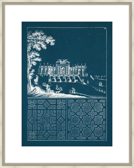 Estate Garden Plans VII in Blue Twilight and Champagne