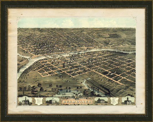 birds  Eye View Des Moines, 1868 sm