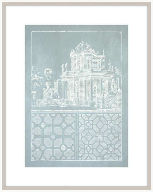 Estate Garden Plans I in Celadon and White