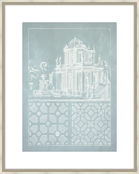 Estate Garden Plans I in Celadon and Champagne