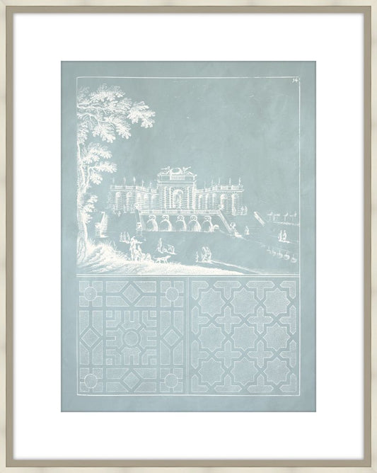 Estate Garden Plans VII in Celadon and Champagne