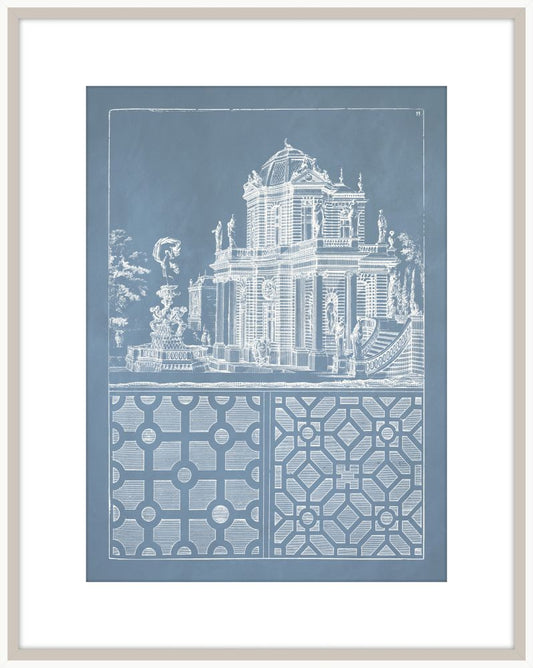 Estate Garden Plans I in Cornflower Blue and White