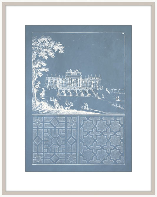 Estate Garden Plans VII in Cornflower Blue and White