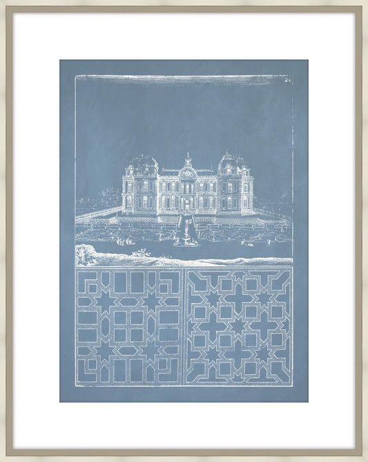 Estate Garden Plans V in Cornflower Blue and Champagne