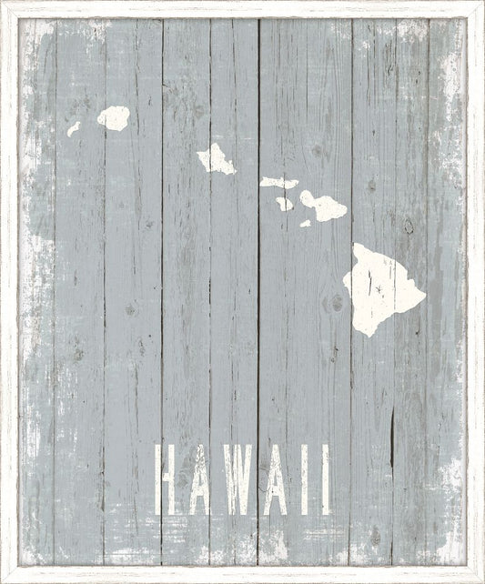 Hawaii on Blue Wood
