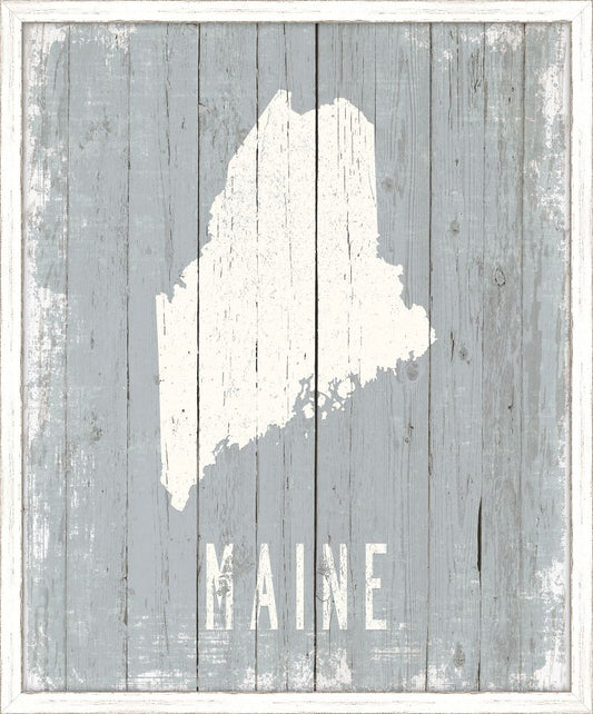 Maine on Blue Wood