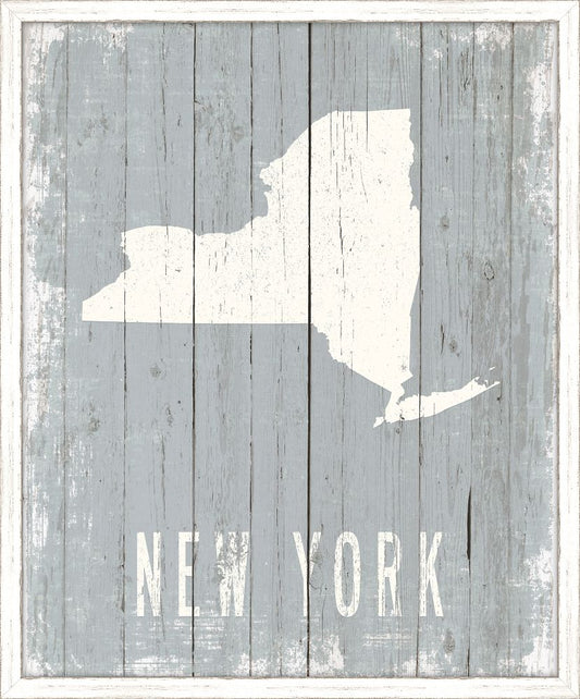 New York on Blue Wood