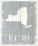 New York on Blue Wood