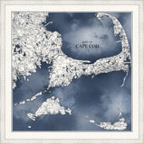 Florida Map in Blue Water with Pearl Frame