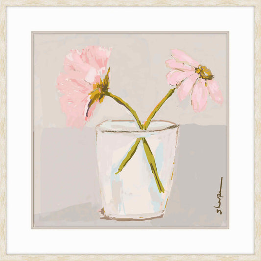 Pair Of Flowers In A Jar On Gray