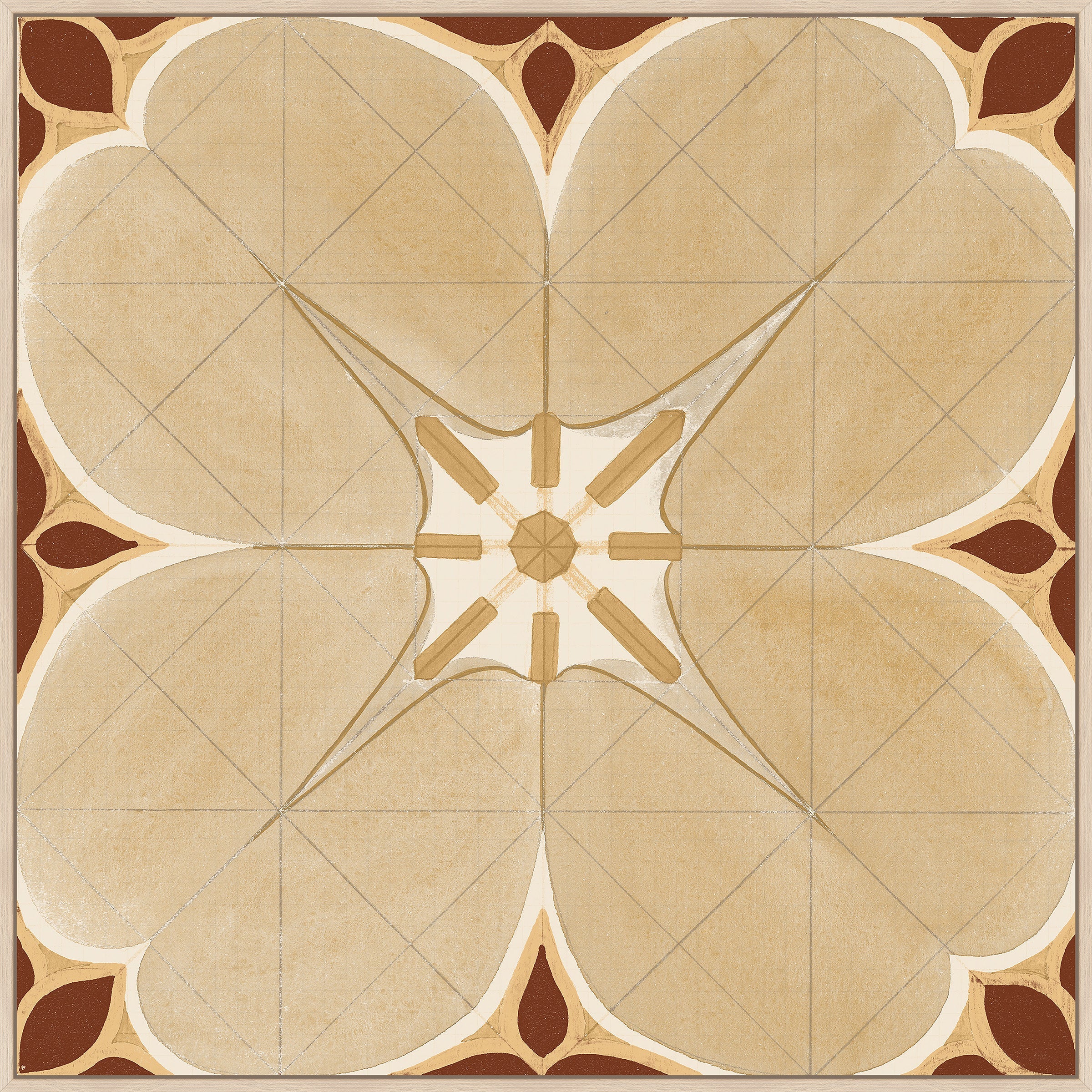 Bloemvorm in Sand and Burnt Sienna on Canvas
