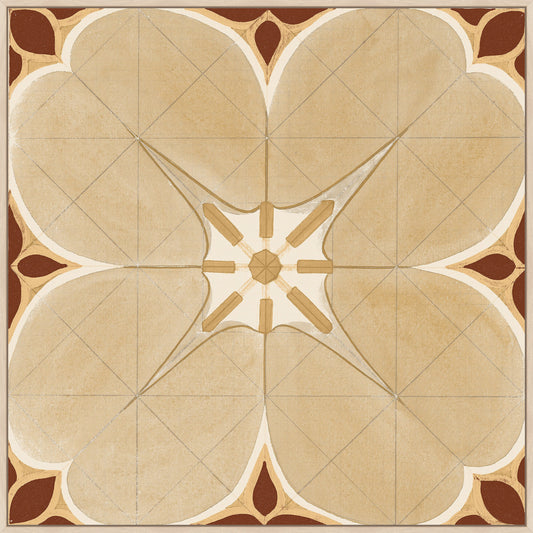 Bloemvorm in Sand and Burnt Sienna on Canvas