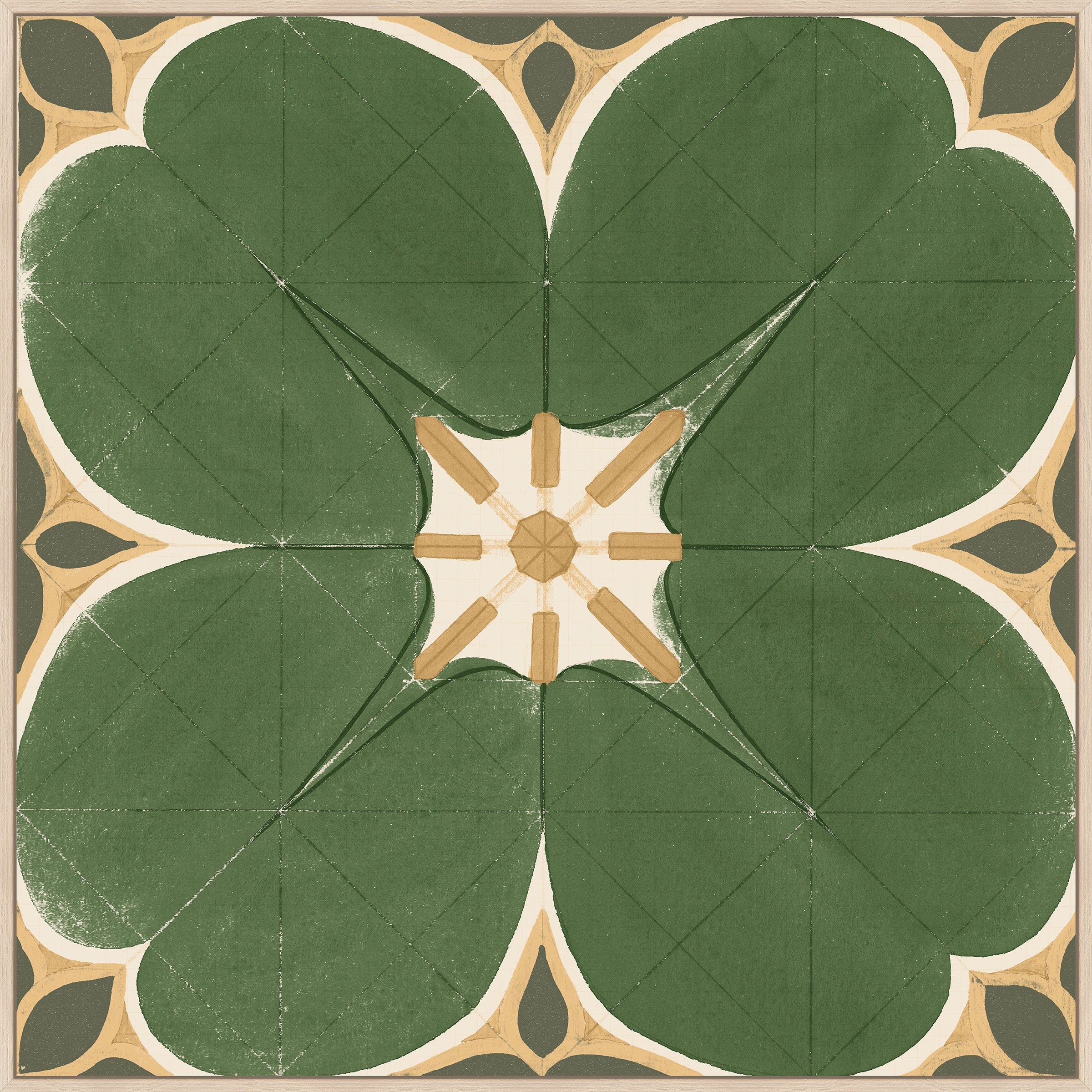 Bloemvorm in Emerald on Canvas