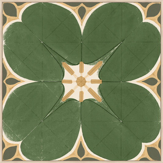 Bloemvorm in Emerald on Canvas