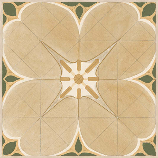 Bloemvorm in Sand and Emerald on Canvas