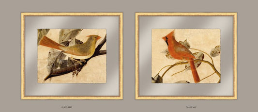 Audubon's Cardinal Grosbeaks, Set of Two