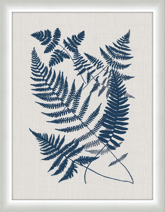 Buckler Ferns in Navy Linenin Reverse