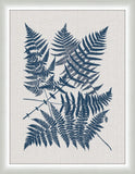 Polypodies Ferns in Navy Linen in Reverse