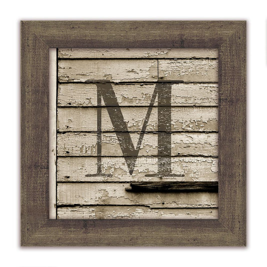Distressed Wood Monogram  11x11