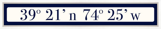 Atlantic City Coordinates Sign - Navy