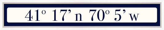 Nantucket Coordinates Sign - Navy